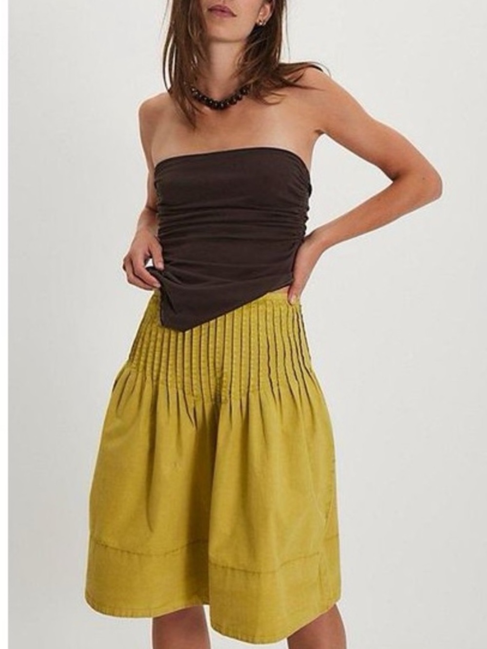 Free People Peyton Pintuck Midi Skirt